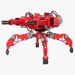 3D Walking Turret Concept-1-Red