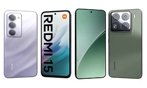 3D Xiaomi 15 Pro Green And Xiaomi Redmi 15 Purple model