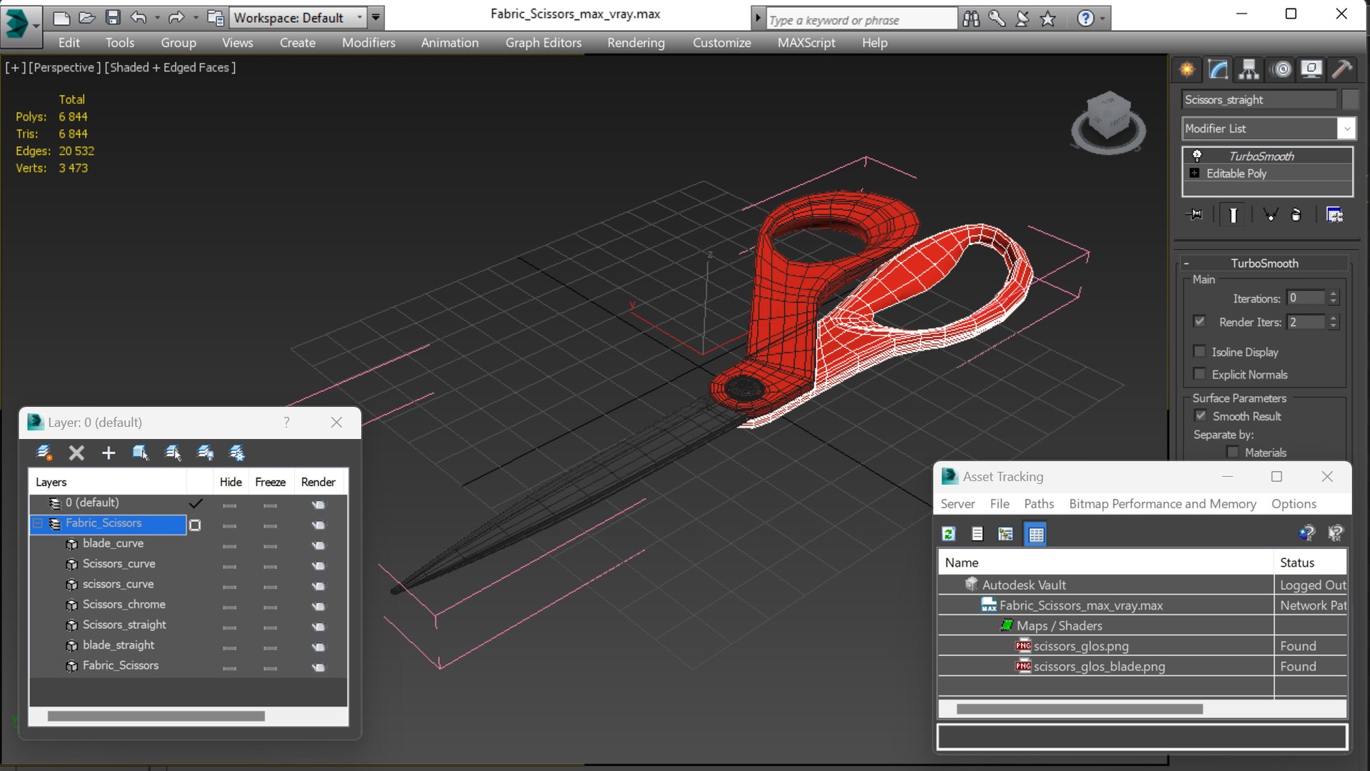 3D Fabric Scissors Model - TurboSquid 2132189