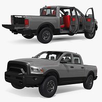 Four Door Work Pickup Gray Simplified