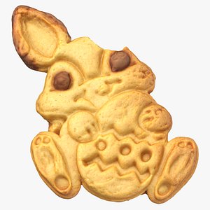 3D model Easter Bunny Gingerbread Cookie bitten 02