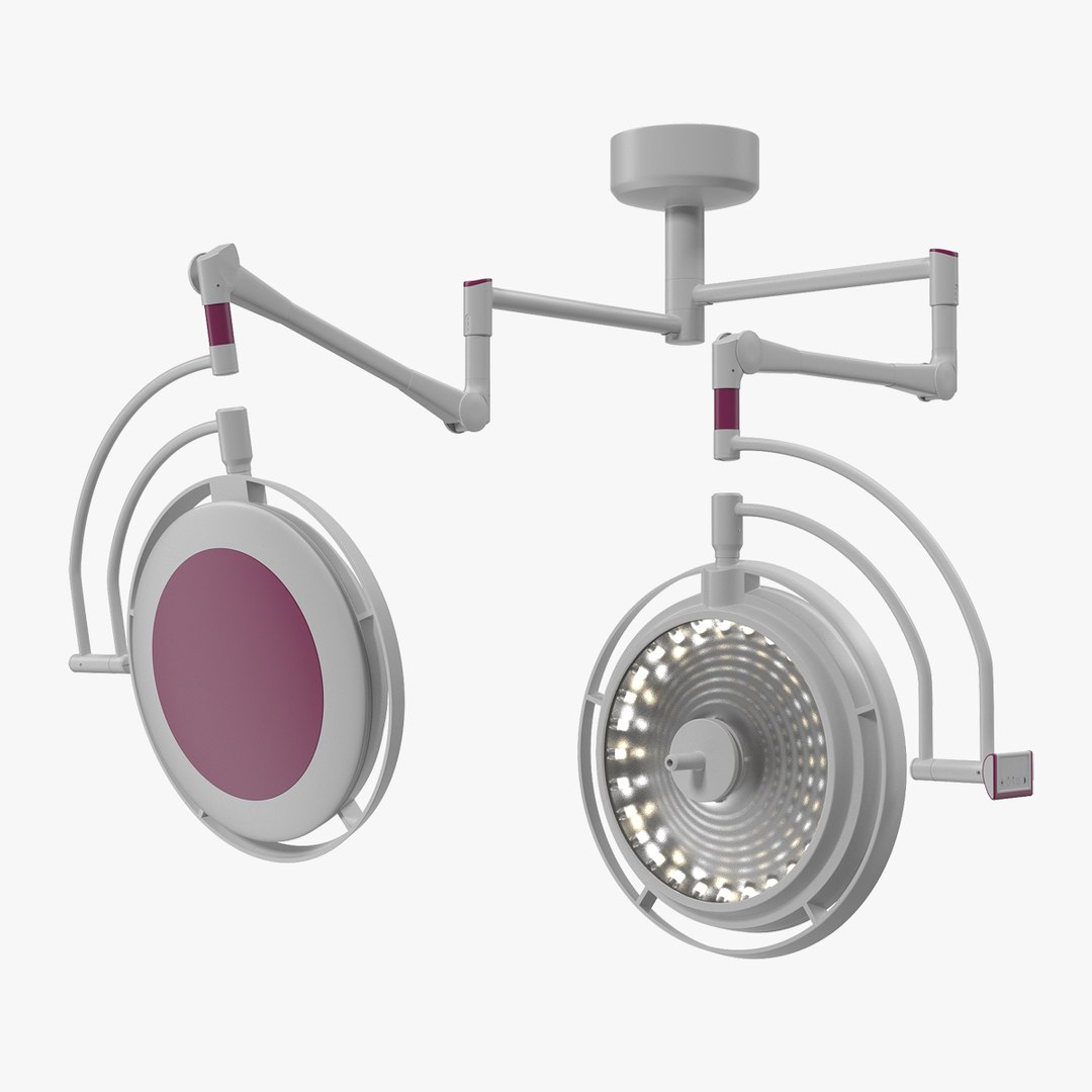 Ceiling Mount Modular Surgical Lighting System Rigged for Maya 3D model preview
