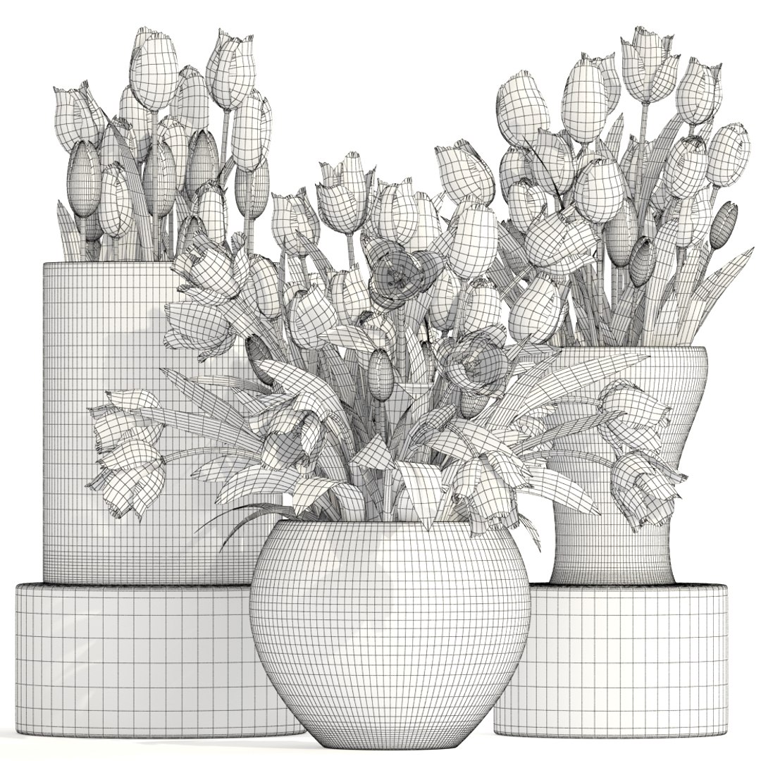 Bouquet Tulips 3 Pieces 3D Model - TurboSquid 1263474