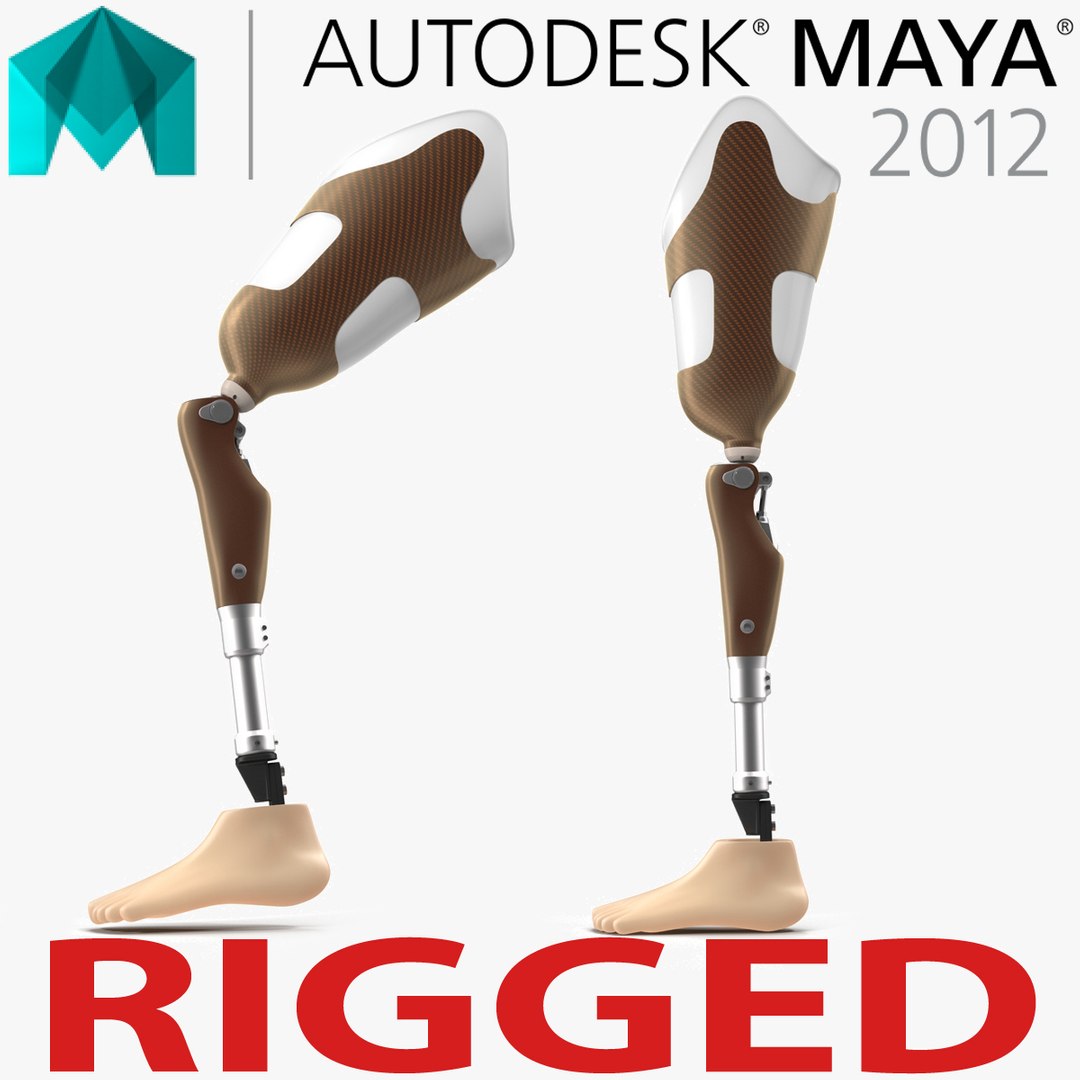 Prosthetic Leg Rigged for Maya 3D model preview