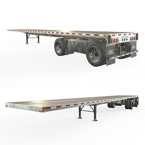 Semi Trailer Flatbed - Low Poly
