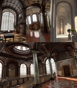 Conceptual Castle interiors Low Poly PBR Parts 1,2,3