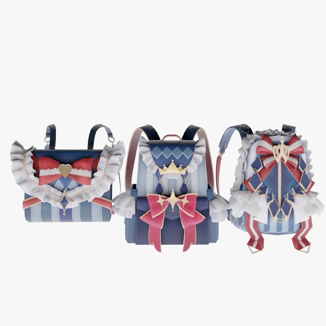 Bag 3x Frilly Ribbon Backpack 3D Model - TurboSquid 2081486