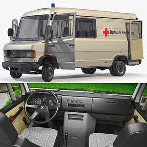 3D Mercedes Benz T2 507D Medical Transport Van Rigged
