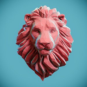 Low poly Lion Head Pendant Papercraft 3D print 3D