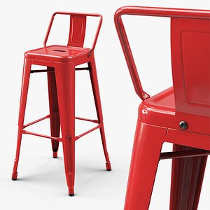 3D Commercial Bar Seating Chair with Backrest Red