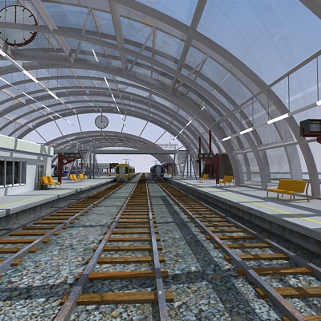 3ds max train station
