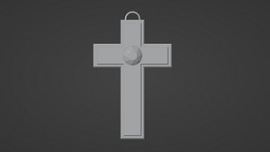 3D Cross with Stone 3D Print
