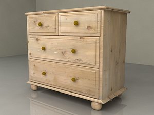 Cupboard Chest of Drawers 3x2 from Harvest Oak Wood Bedroom Furniture Set - High Quality Furniture 3d model
