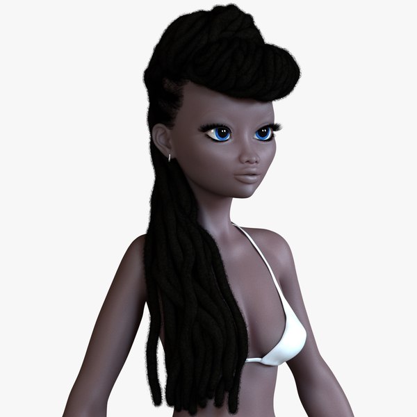 Dreads Long Afro Women Hairstyle 3D model