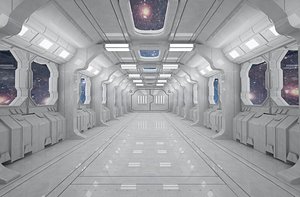 SCI FI INTERIOR SCENE SPACE SHIP Low-poly 3D model