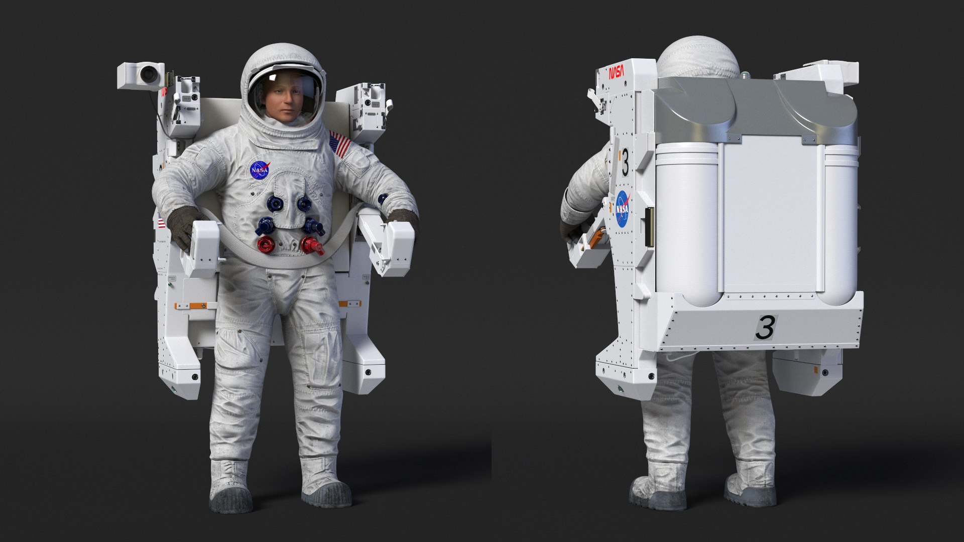 NASA Astronaut In Spacesuit A7L With Jetpack 3D - TurboSquid 2387203