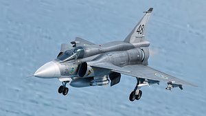 3D Saab 37 Viggen with High Resolution Cocpit - Multiple Decals Set