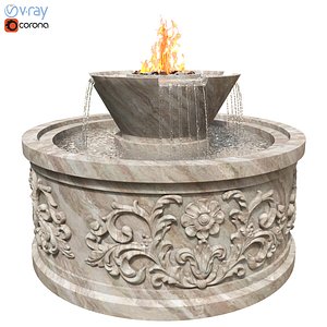 Classic Stone Fountain  and Fire pit model