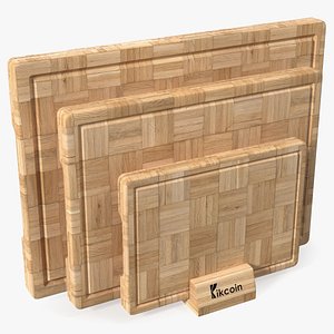 Kitchen Cutting Boards with Holder Light 3D model
