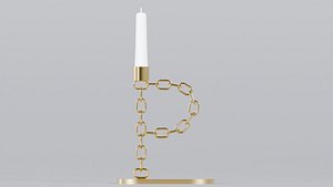 Alphabet P Gold Chain Candleholder 3D Model True PBR Renders Zero Cleanup UVs 4K PBR Textures 3D