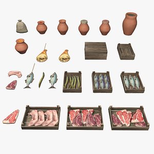 Medieval street markets props collection