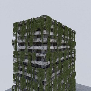 DAMAGED OLD ABANDONED BUILDING POST APOCALYPSE