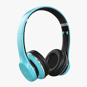 3D headphone blue bluetooth model