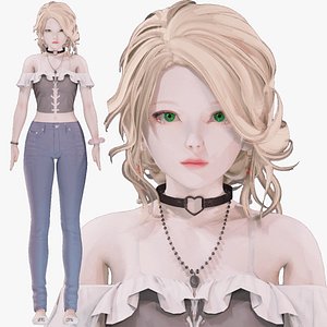 3D model Casual clothes 0025 - Rig - Unreal - Unity - Blender - Animated - Realistic Female Character