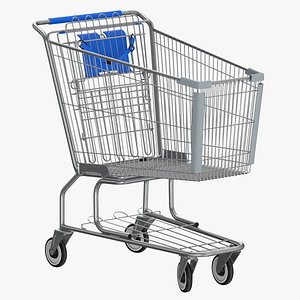 3D model metal shopping cart 01