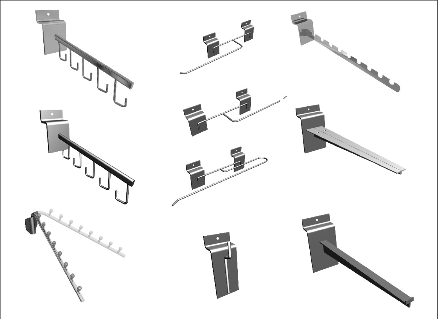 Slatwall Accessories 80 Pieces 3d Model Turbosquid 1159850