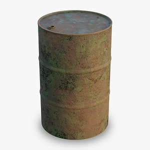 Rusty Steel Barrel - Green - PBR - 2K 4K 3D model