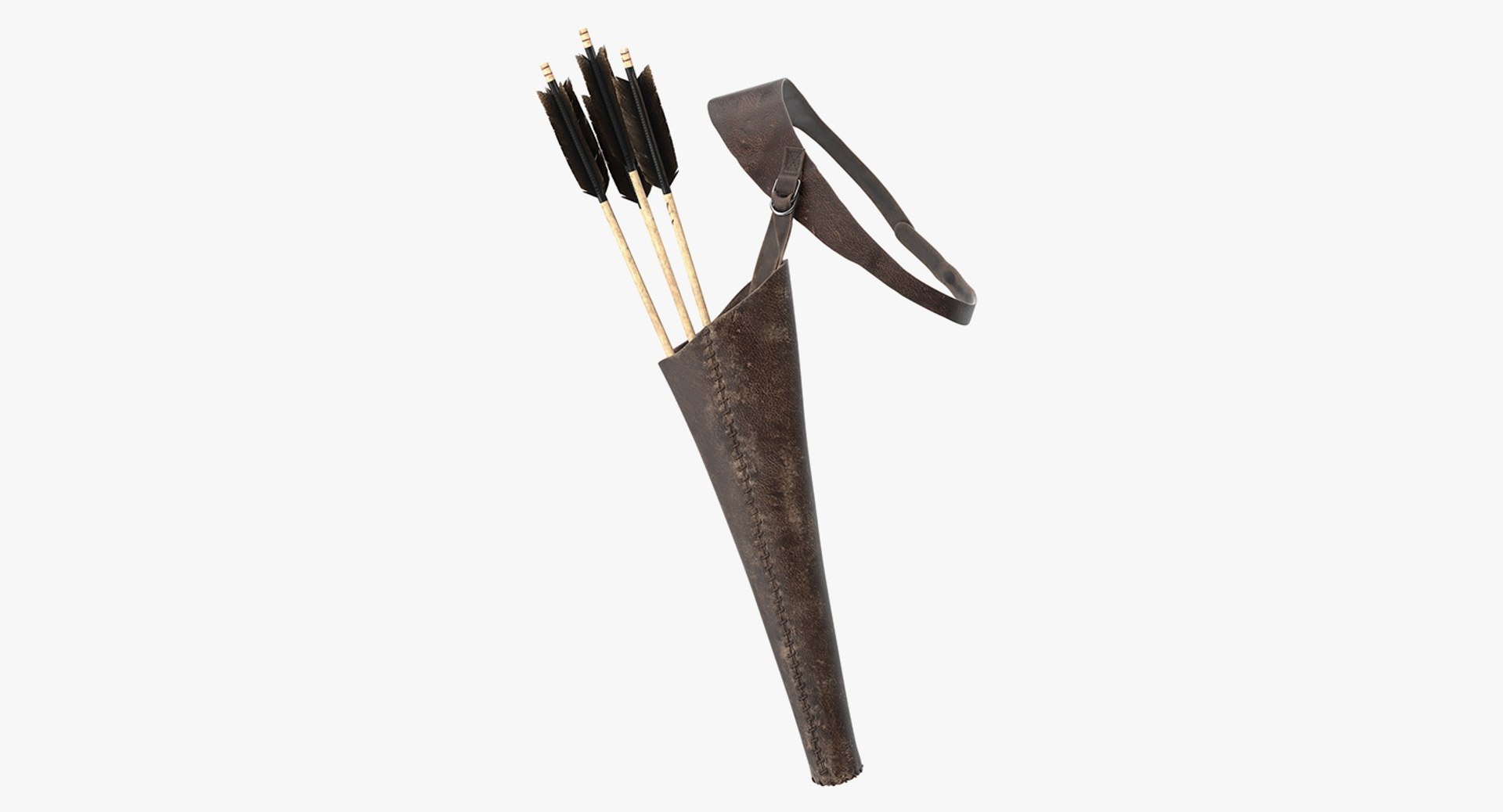 Leather Quiver with Arrows 3D model preview