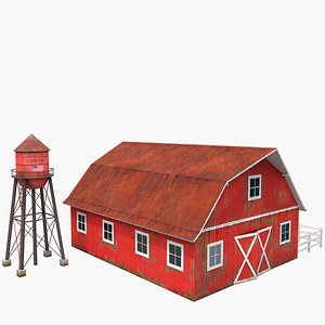 3D red barn