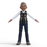 Cartoon  Old Grandfather Rigged