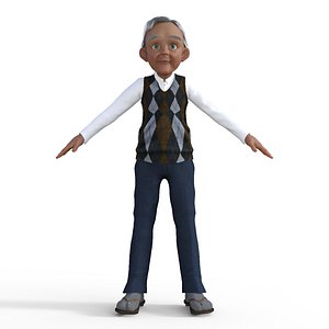Cartoon Old Grandfather Rigged
