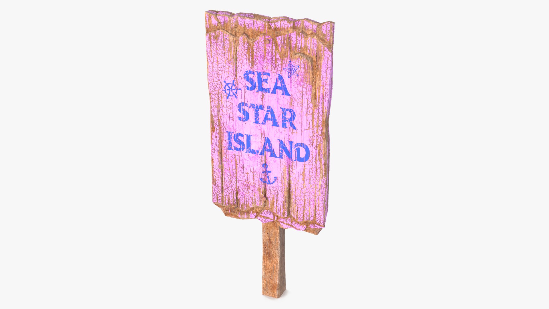 Old Weathered Rural Signpost 3D model preview