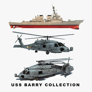 3D uss barry ddg helicopter