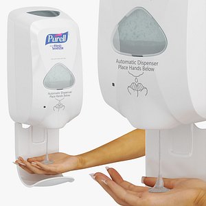 Purell Hand Sanitizer Dispenser in Use White