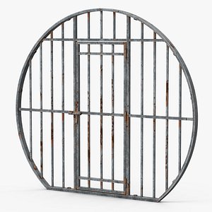 Sewer Structure Circular Grate with Door Grey Old model