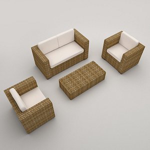 Rattan Armchair Sofa 3d Model