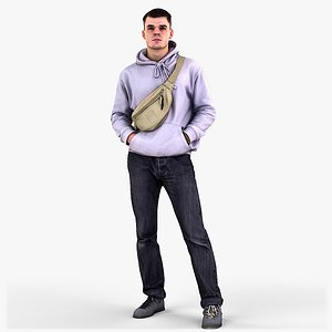Guy in Lilac Hoodie