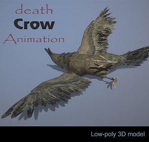 3D Wounded raven animation pbr Low-poly 3D model
