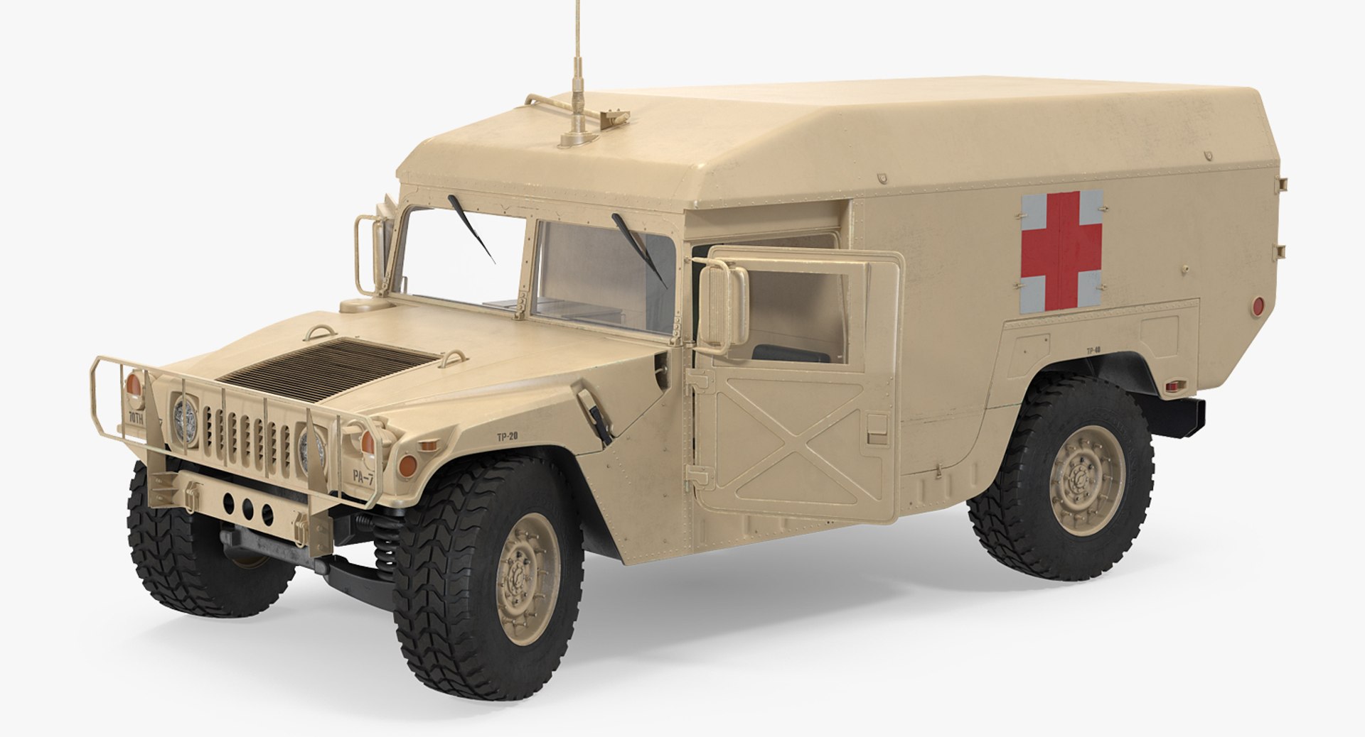Ambulance Car HMMWV m996 Rigged Desert 3D Model preview