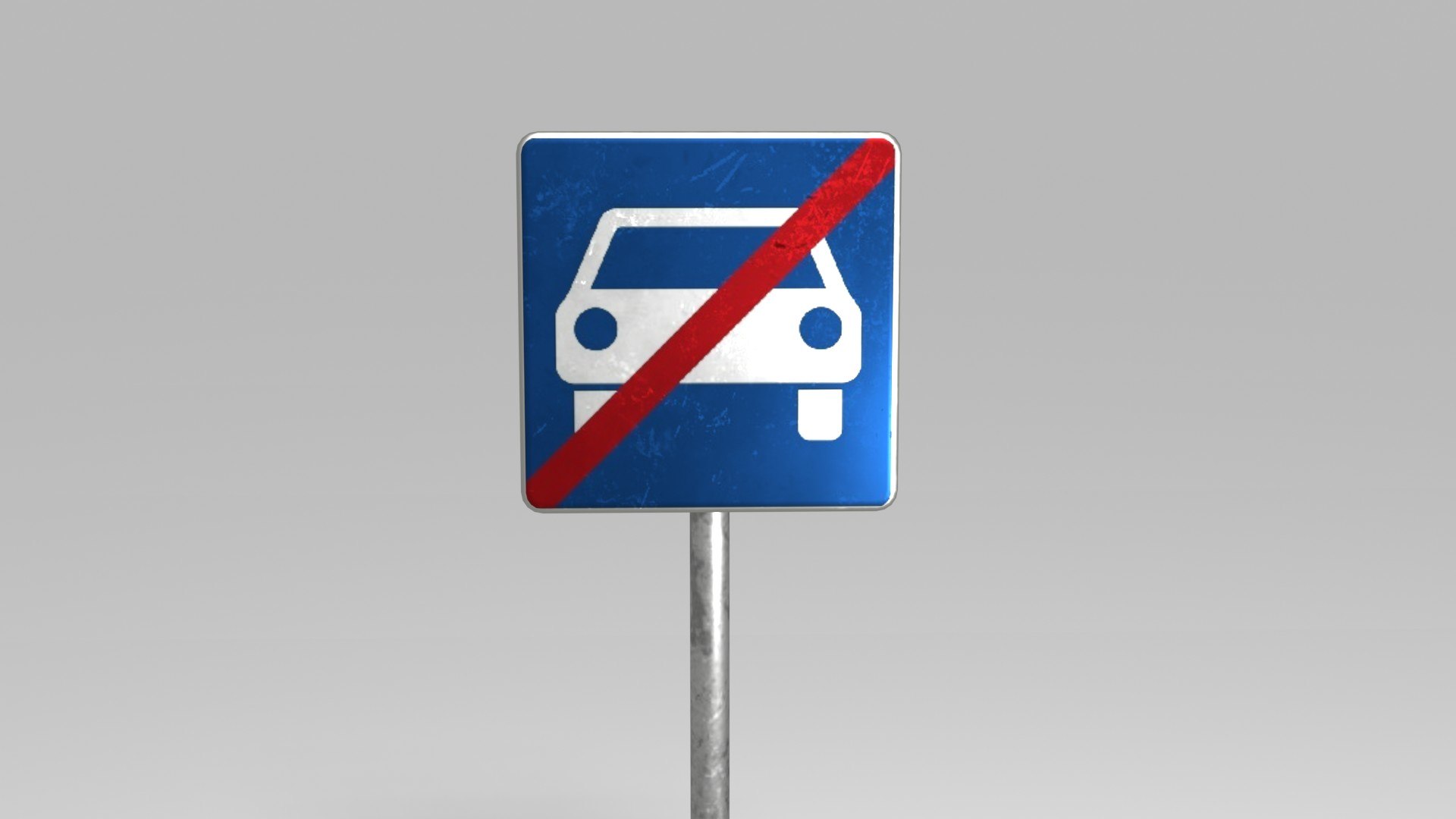 3D Model Traffic Sign Blue End Of Road For Motor Vehicles - TurboSquid ...