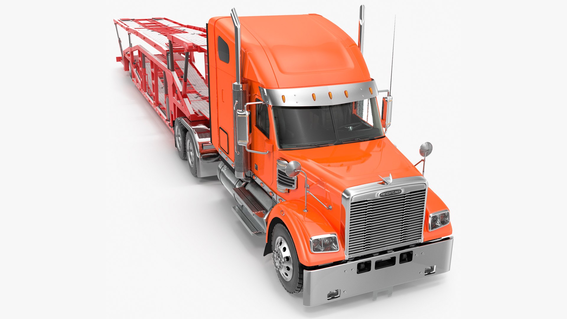 Freightliner Truck With Car Carrier Rigged 3D model preview