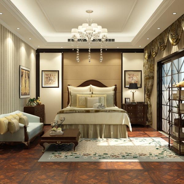 3D Full Bedroom in Empire Style