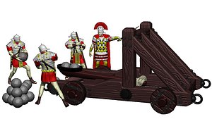3D Roman catapult plus 4 models 3D print model model