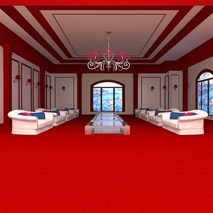 hall room interior scene 3D model