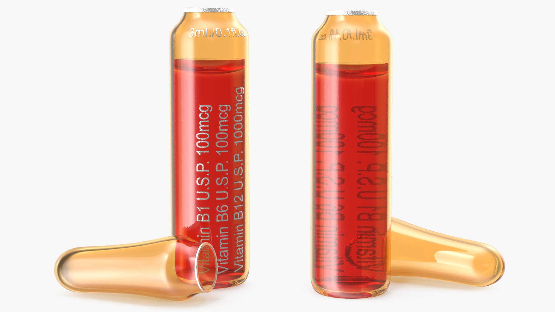 Vitamin B Complex Amber Ampoule Opened 3D model preview