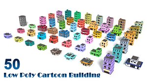 Low Poly City Cartoon Buildings